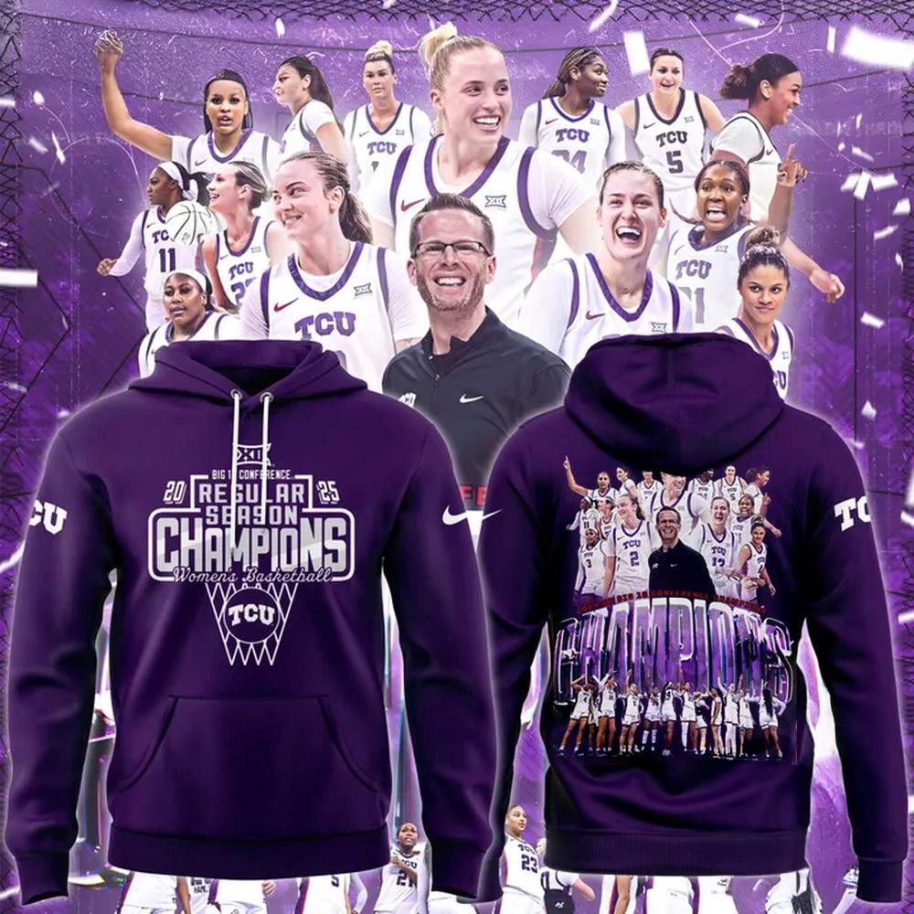 TCU Horned Frogs University Women's Basketball 2025 Big 12 Regular Season Champions Hoodie
