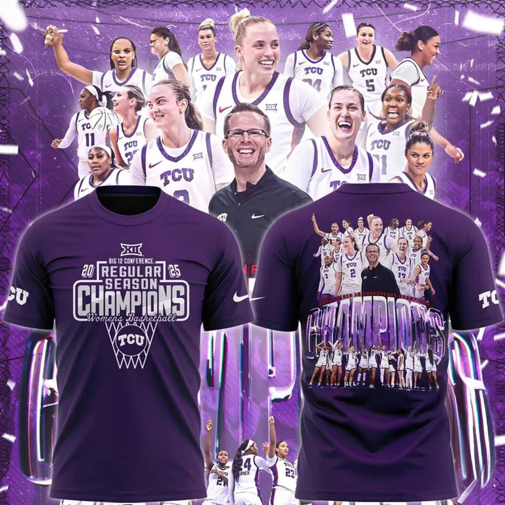 TCU Horned Frogs University Women's Basketball 2025 Big 12 Regular Season Champions Shirt
