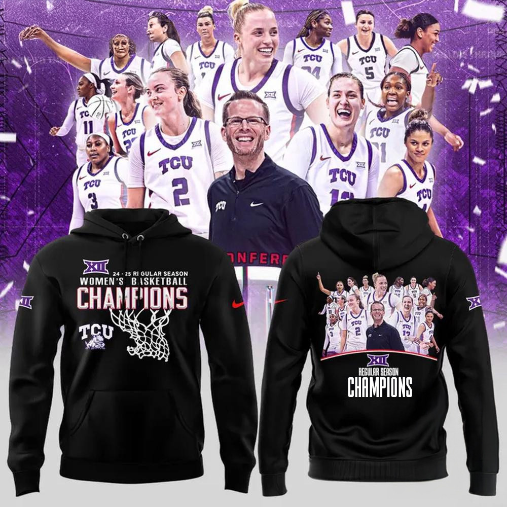 TCU Horned Frogs Women's Basketball Special New Big 12 Conference Champions 2025 Black Hoodie