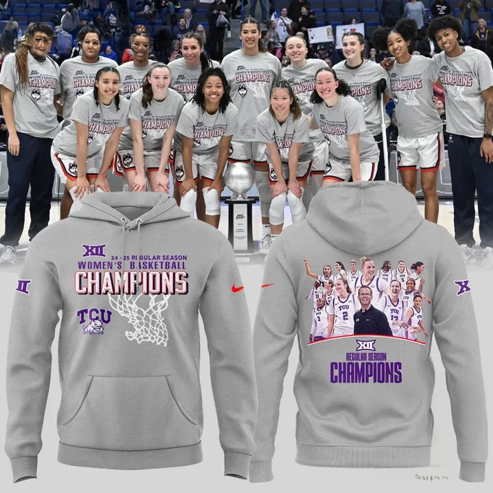 TCU Horned Frogs Women's Basketball Special New Big 12 Conference Champions 2025 Grey Hoodie