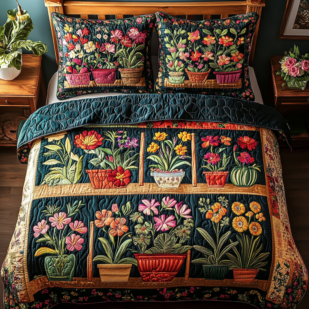 Tea Blossom Quilted Bedding Set Cute Room Decor Flower Arrangement Ideas