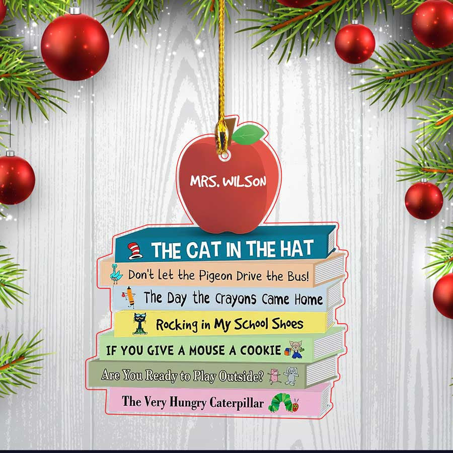 Teacher Children's Book Collection  Personalized Acrylic Flat Ornament  Gift For Teachers