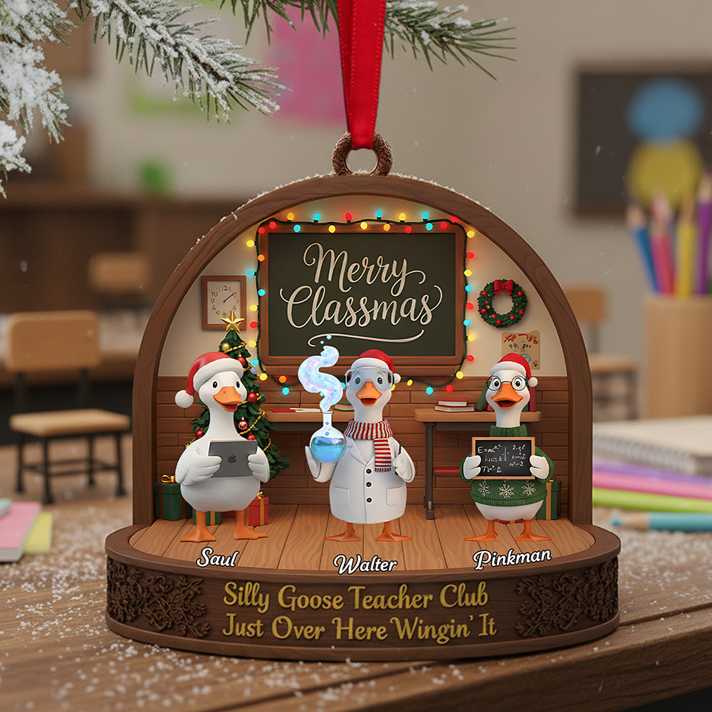 Teacher Goose Coworker Acrylic Christmas Ornament - Personalized Gifts For Coworker - Xmas Home Decoration Gift