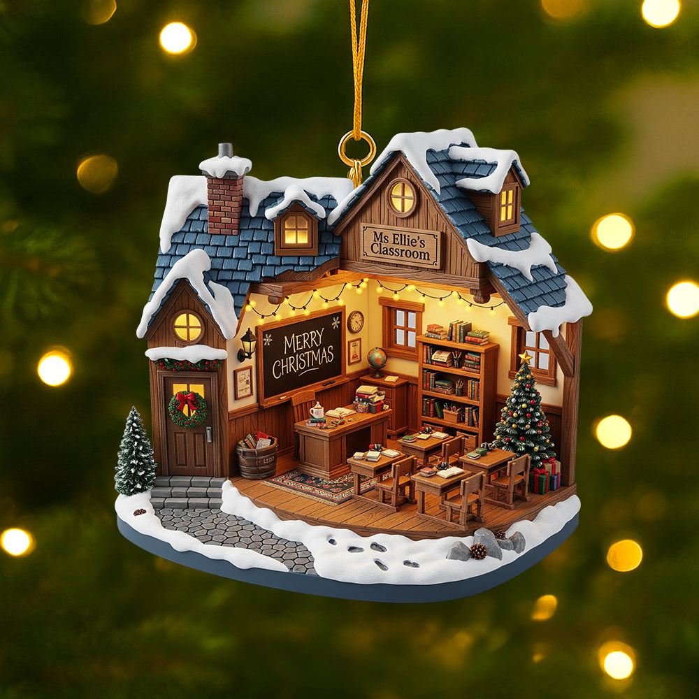 Teacher Miniature Classroom Ornament - Personalized Gifts For Teachers - Fun Holiday Ornament Gift