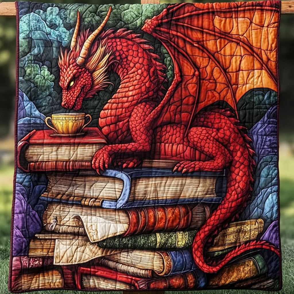 Teacup Flame Watcher Quilted Blanket Christmas Holiday Dragon Gifts For Dad