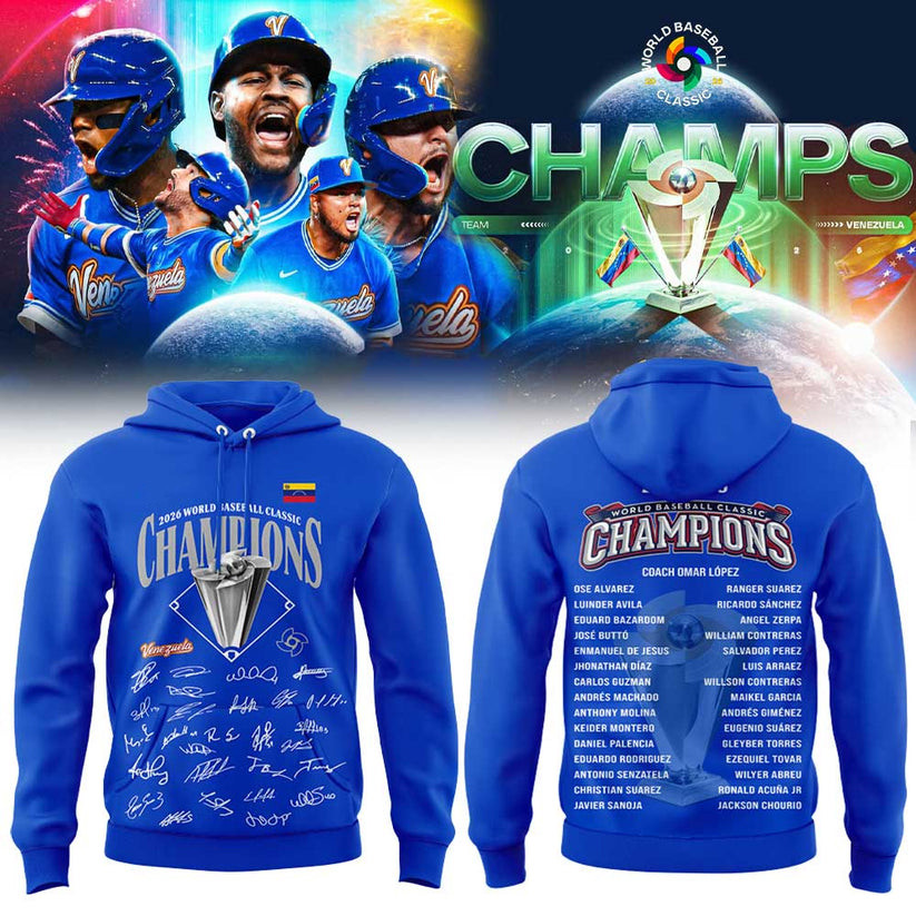 Team Beisbol Venezuela 2026 WBC Champions Signature Hoodie World Baseball Classic Apparel