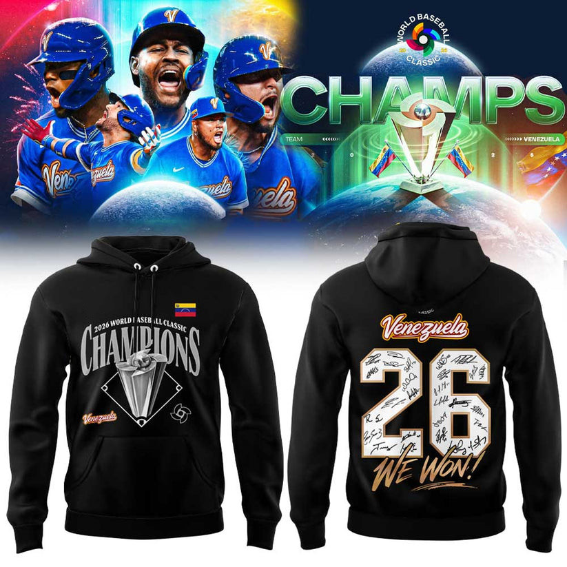Team Beisbol Venezuela 2026 World Baseball Classic Champions 26 Hoodie We Won Baseball Apparel