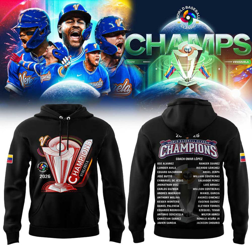Team Beisbol Venezuela 2026 World Baseball Classic Champions Hoodie Baseball Merch Fan Gear