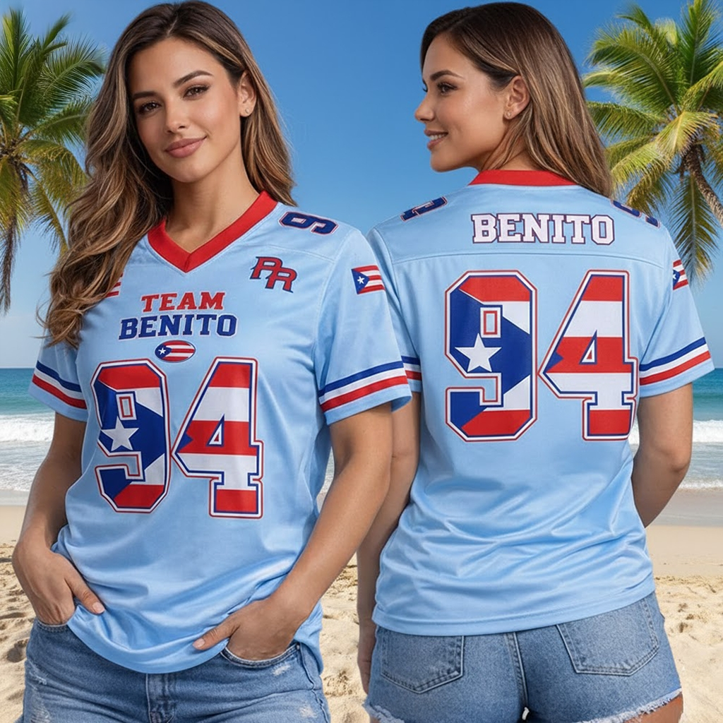 Team Benito 94 Puerto Rico Baseball Jersey Shirt Bad Bunny Bowl LX Jersey Gifts For Wife