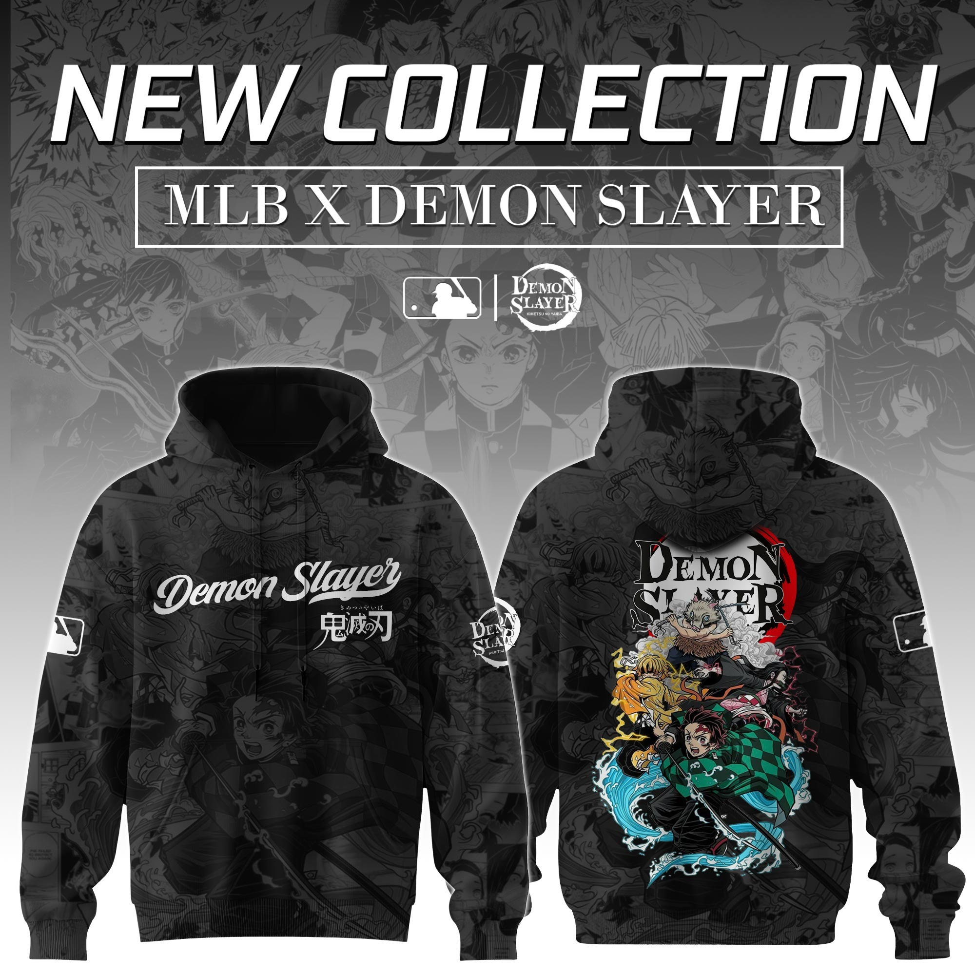 TEAM Demon Slayer x MLB Baseball Hoodie Editions Limited Gift For MLB Fans