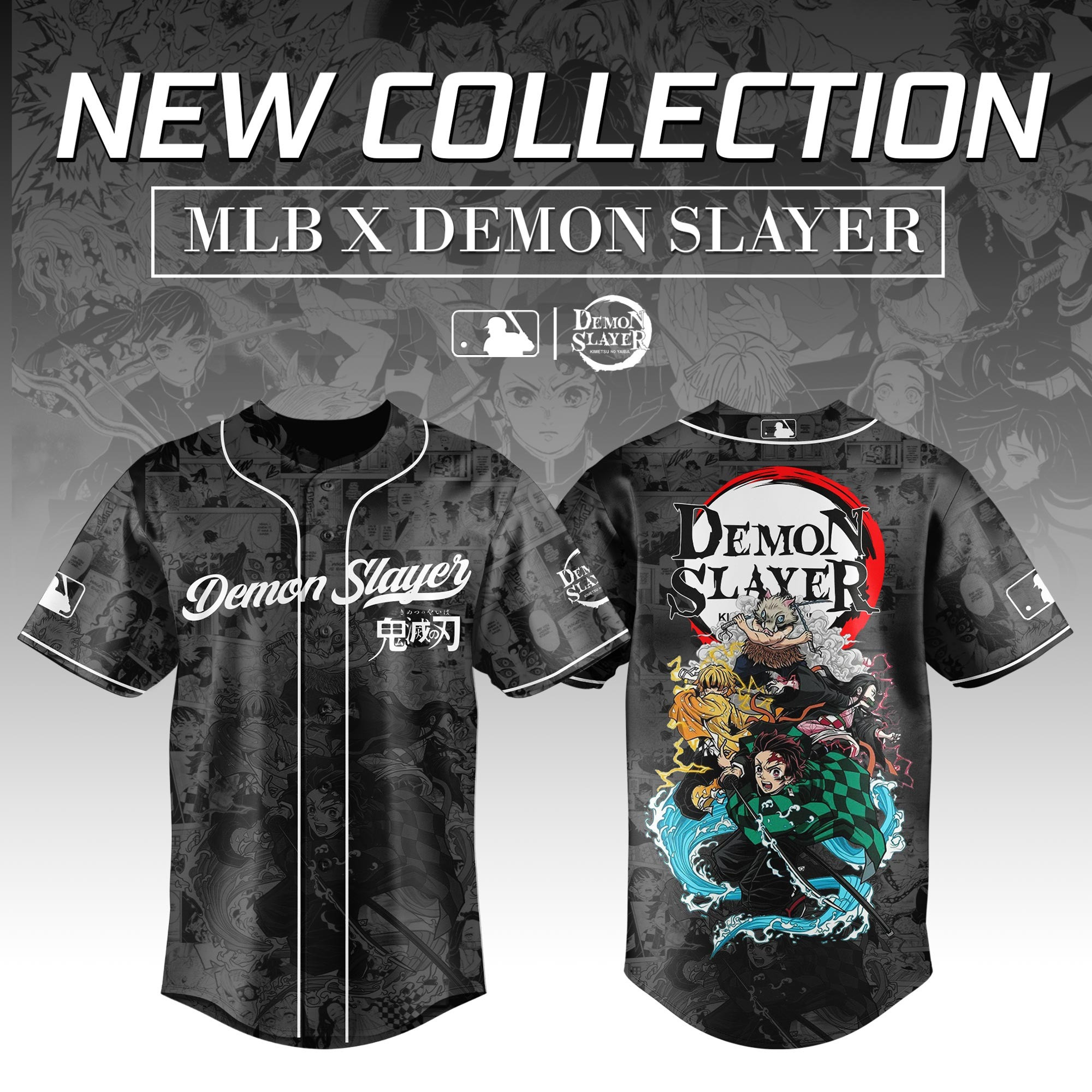 TEAM Demon Slayer x MLB Baseball Jersey Editions Limited Gift For Anime Lovers