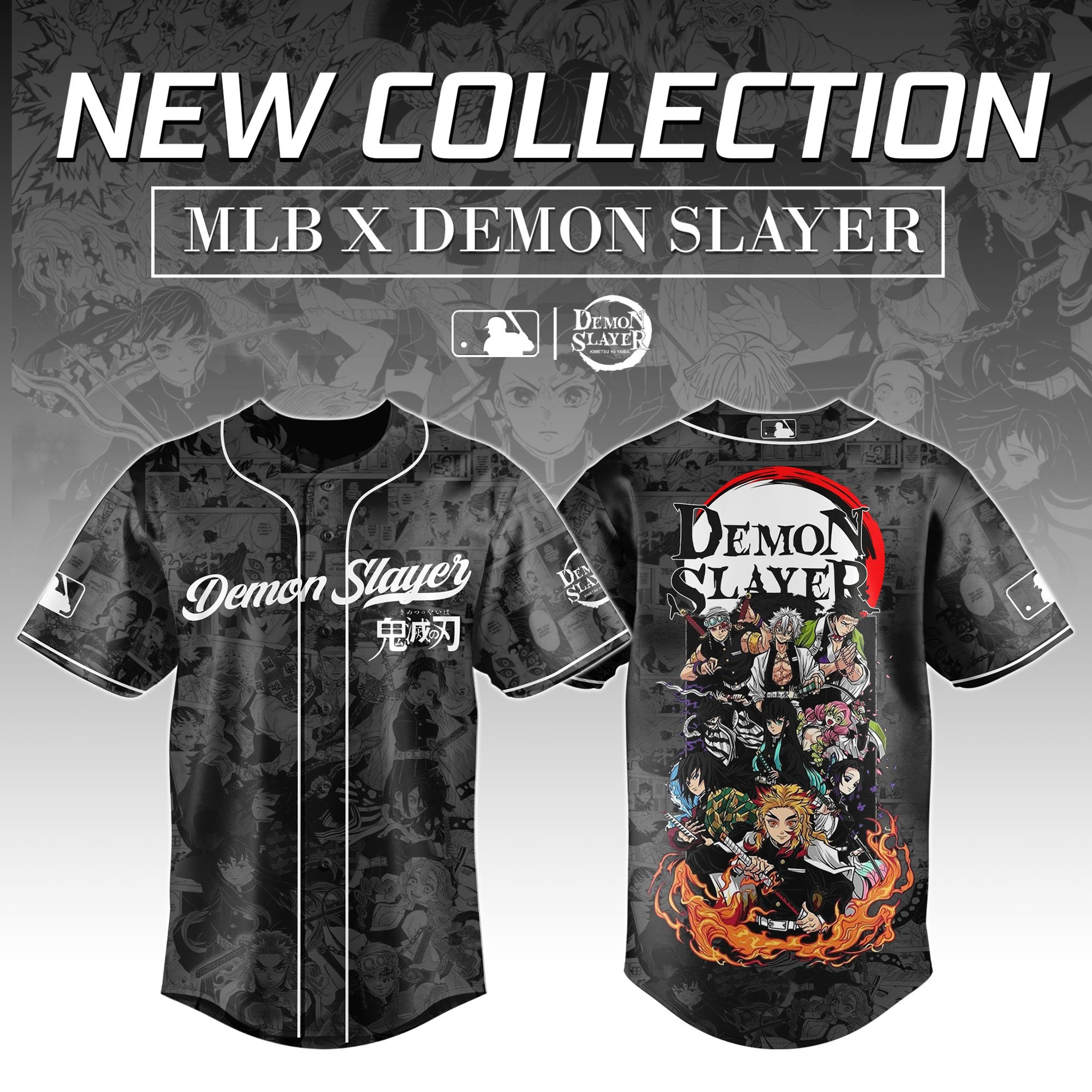 TEAM Demon Slayer x MLB Baseball Jersey Perfect Gift For Anime Lovers Anime Merch