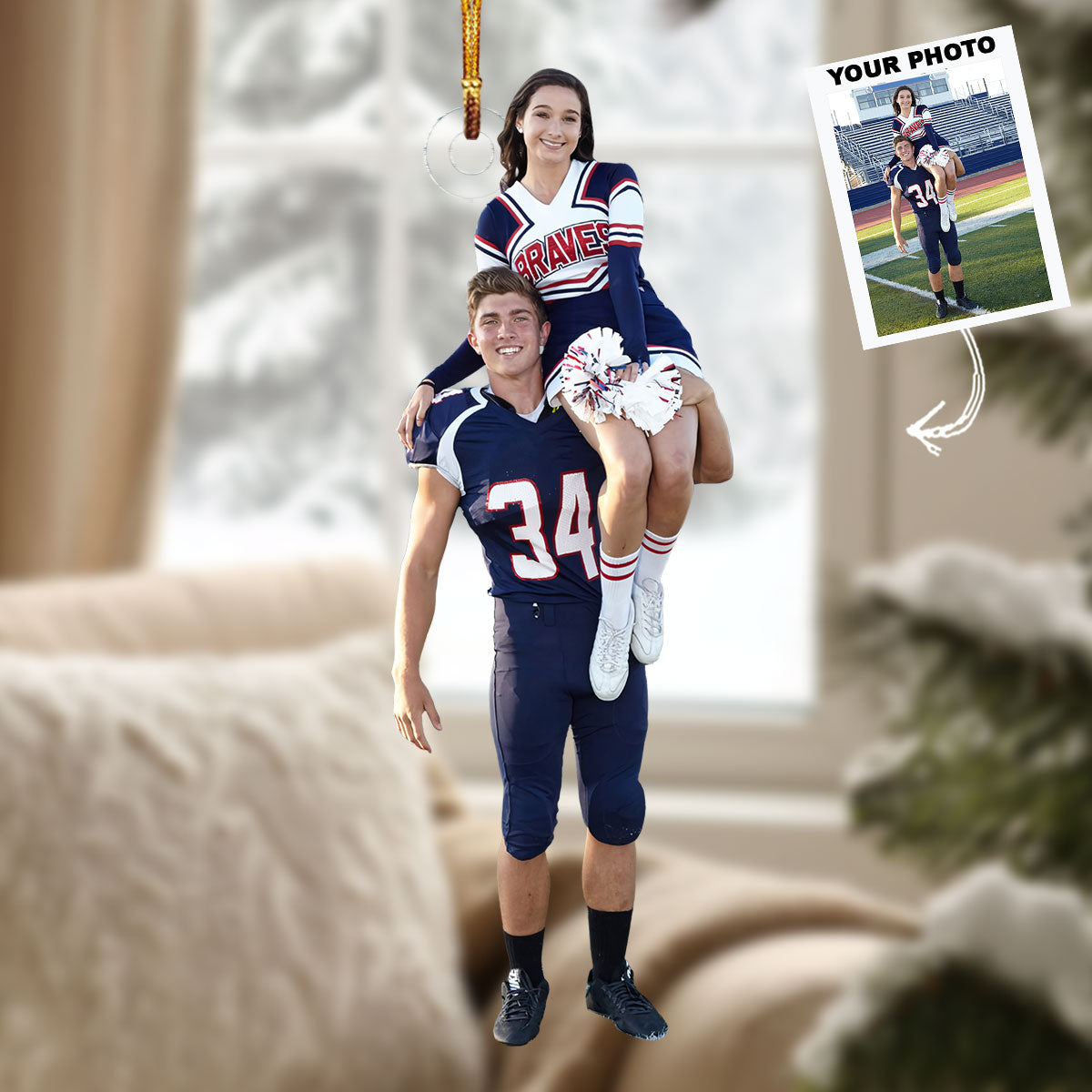 Team Spirit Personalized Photo Mica Ornament Gift For Couple Family Members