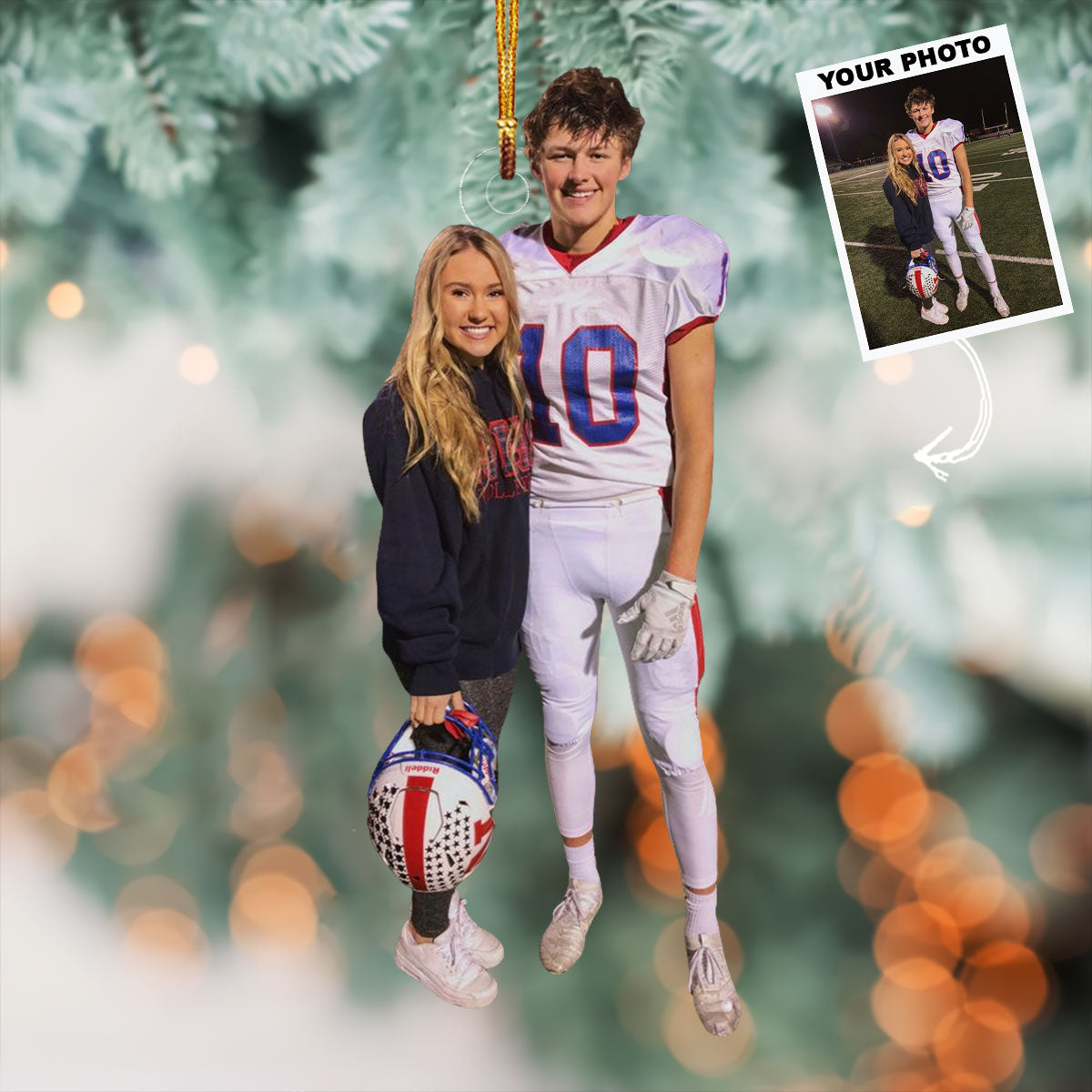 Team Support Personalized Photo Mica Ornament Gift For Couple Family Members