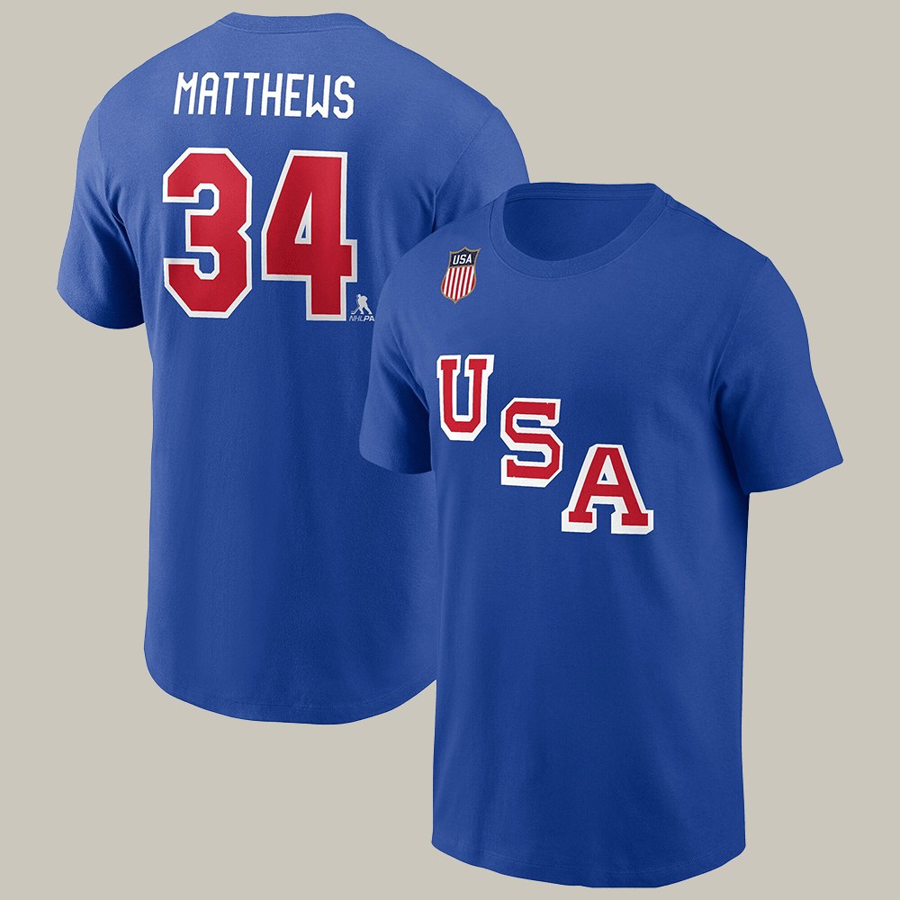 Team USA Matthews 34 T-Shirt Milano Cortina 2026 Merch Sport Fan Gift For Him