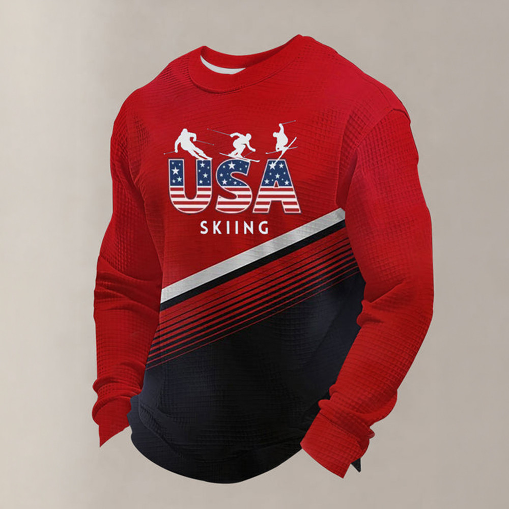 Team USA Skiing 2026 Long Sleeve Shirt USA Milano Cortina 2026 Apparel Best Gift For Men