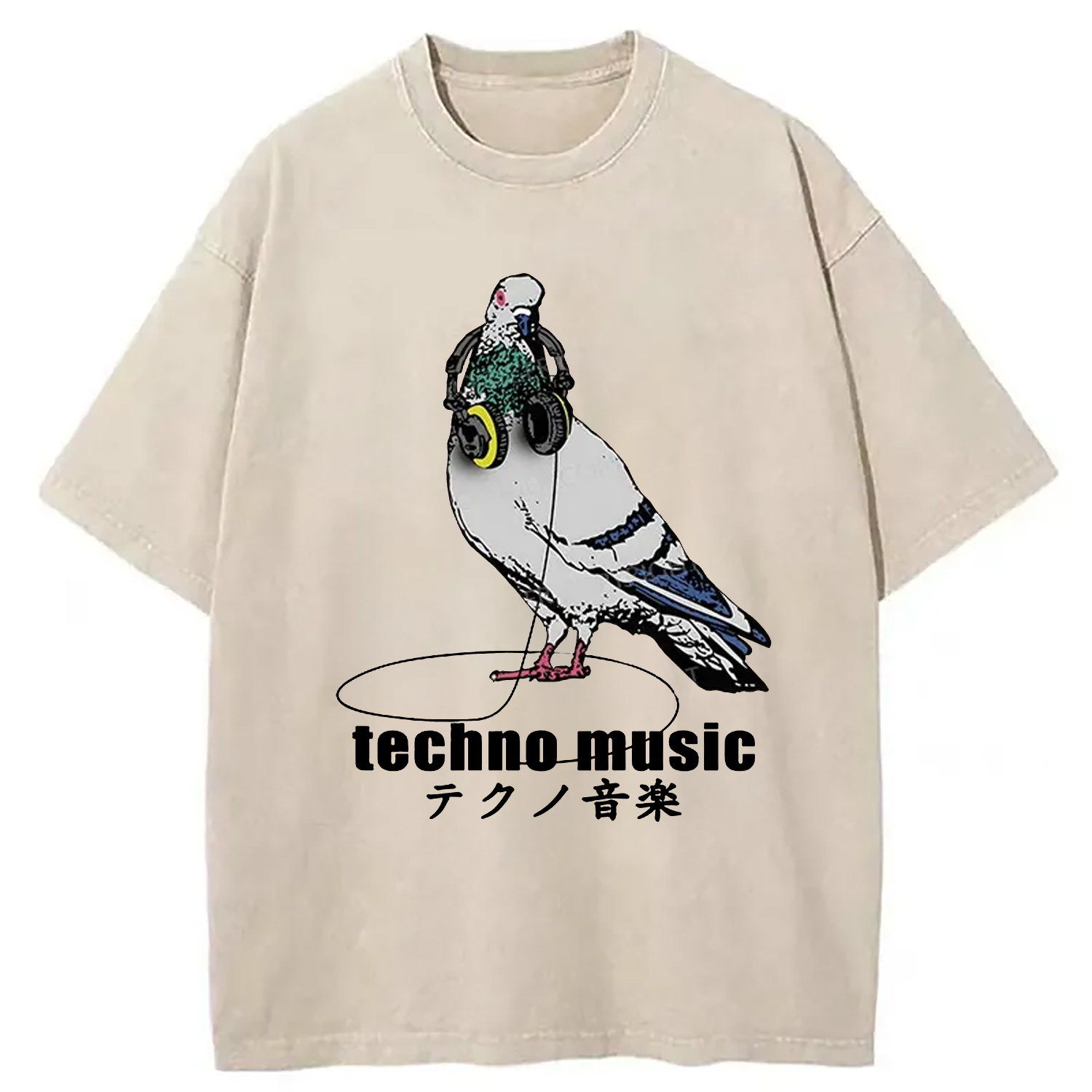 Techno Music Washed T-Shirt Trendy Everyday Casual Outfit Gifts For Her