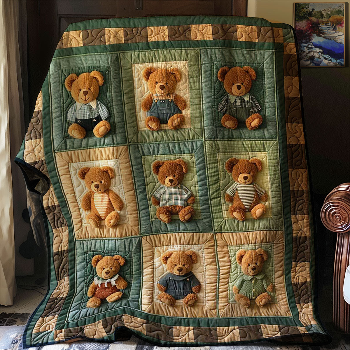 Teddy Bear Quilt Blanket Sofa Throws Grandma Gifts For Xmas
