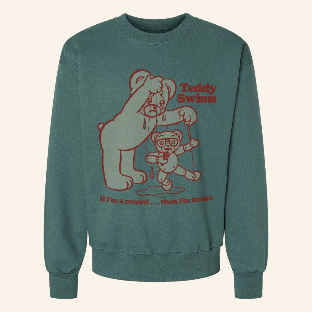 Teddy Swims Merch Broken Record Crewneck Sweatshirt Gifts For Besties Teddy Swims Merch Broken Record Crewneck Sweatshirt Gifts For Besties