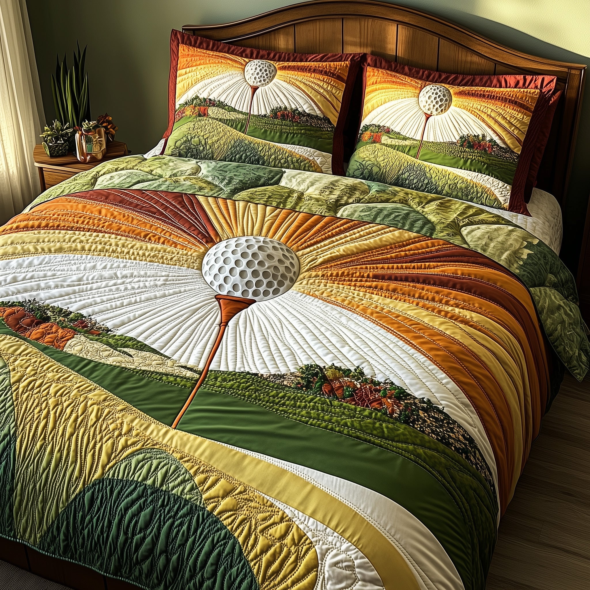 Tee Time Quilted Bedding Set Duvet Cover Merchandise Gifts For Beginner Golfers