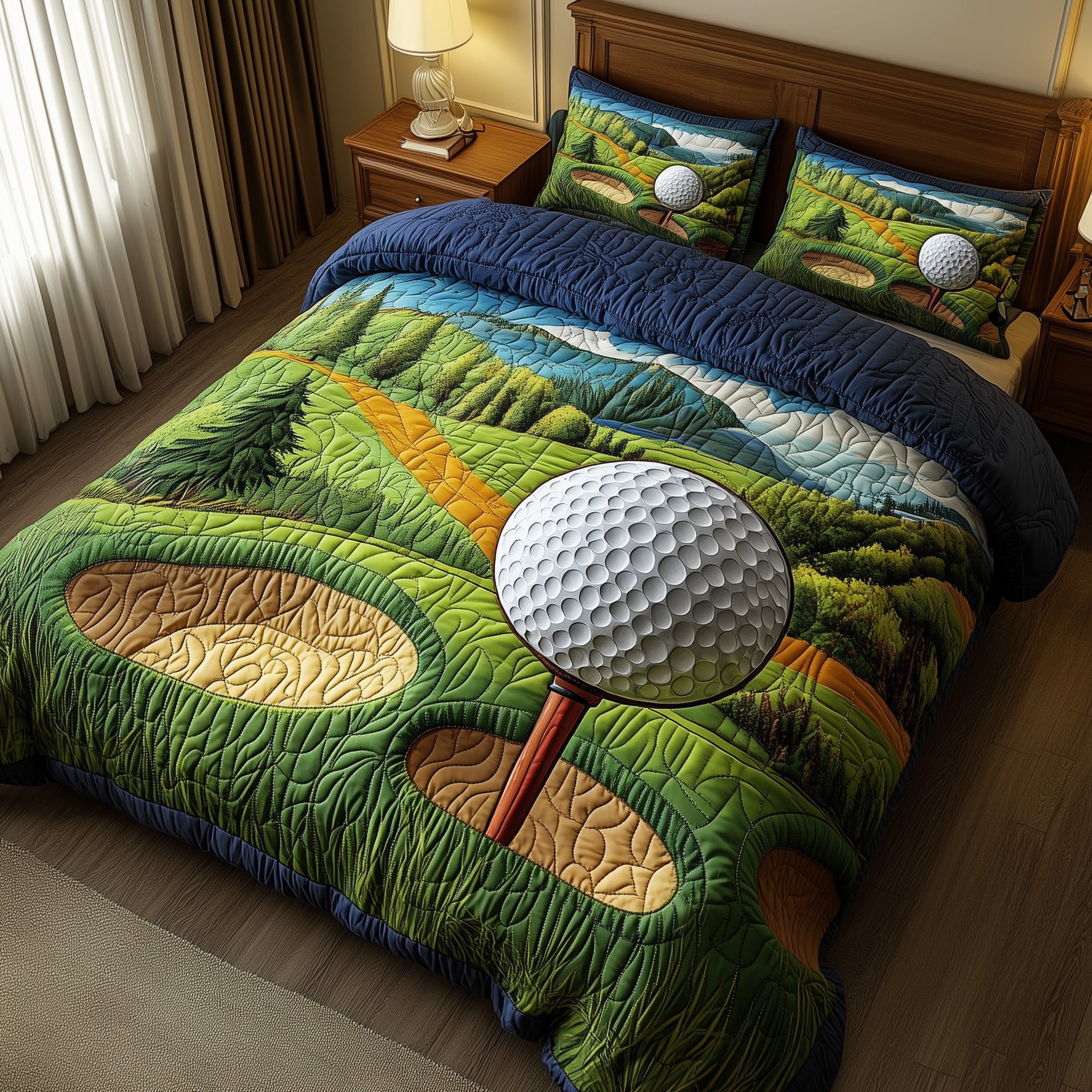 Tee Time Quilted Bedding Set Duvet Cover Merchandise Ideas For Golfers