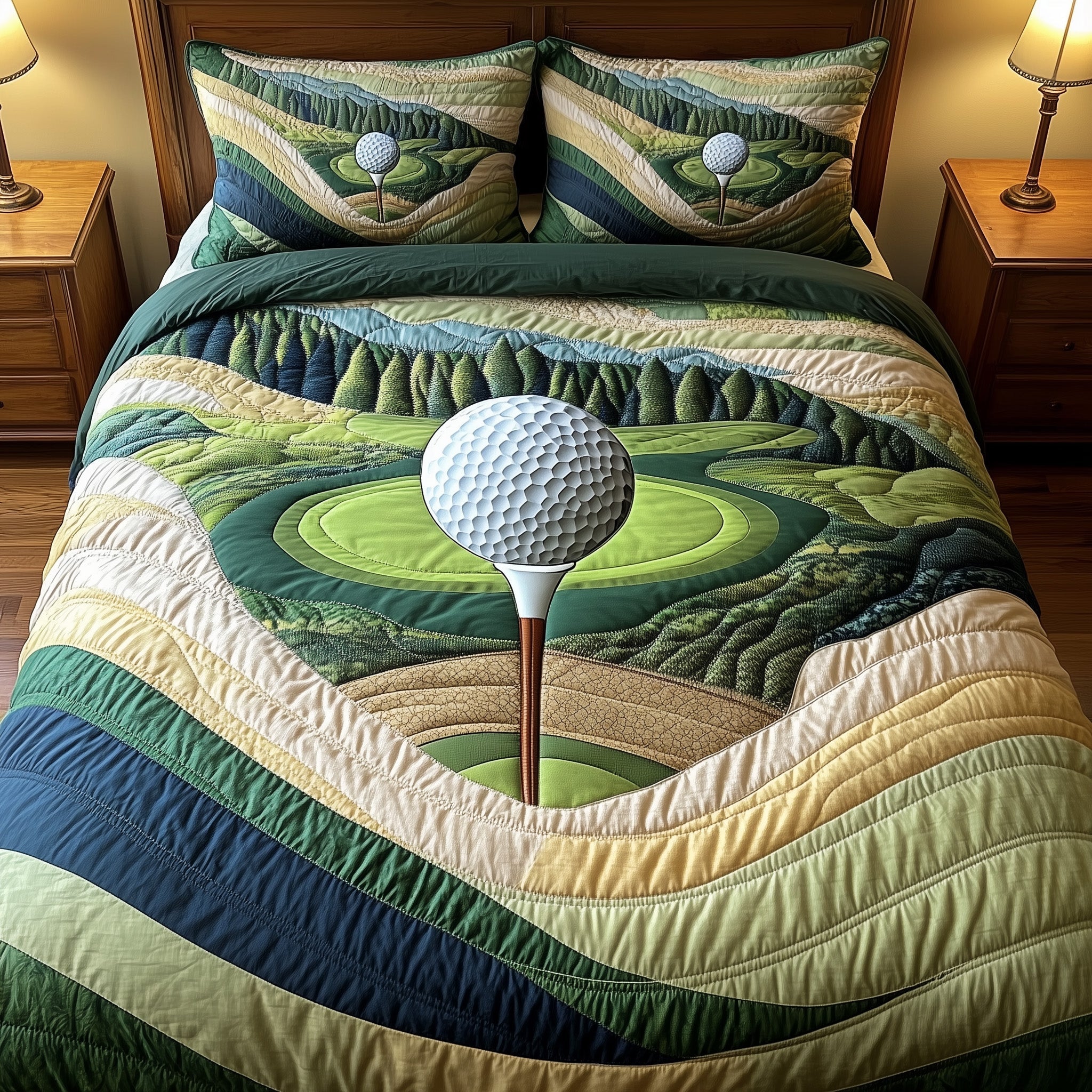Tee Time Quilted Bedding Set Duvet Cover Merchandise Ladies Golf Gift Ideas