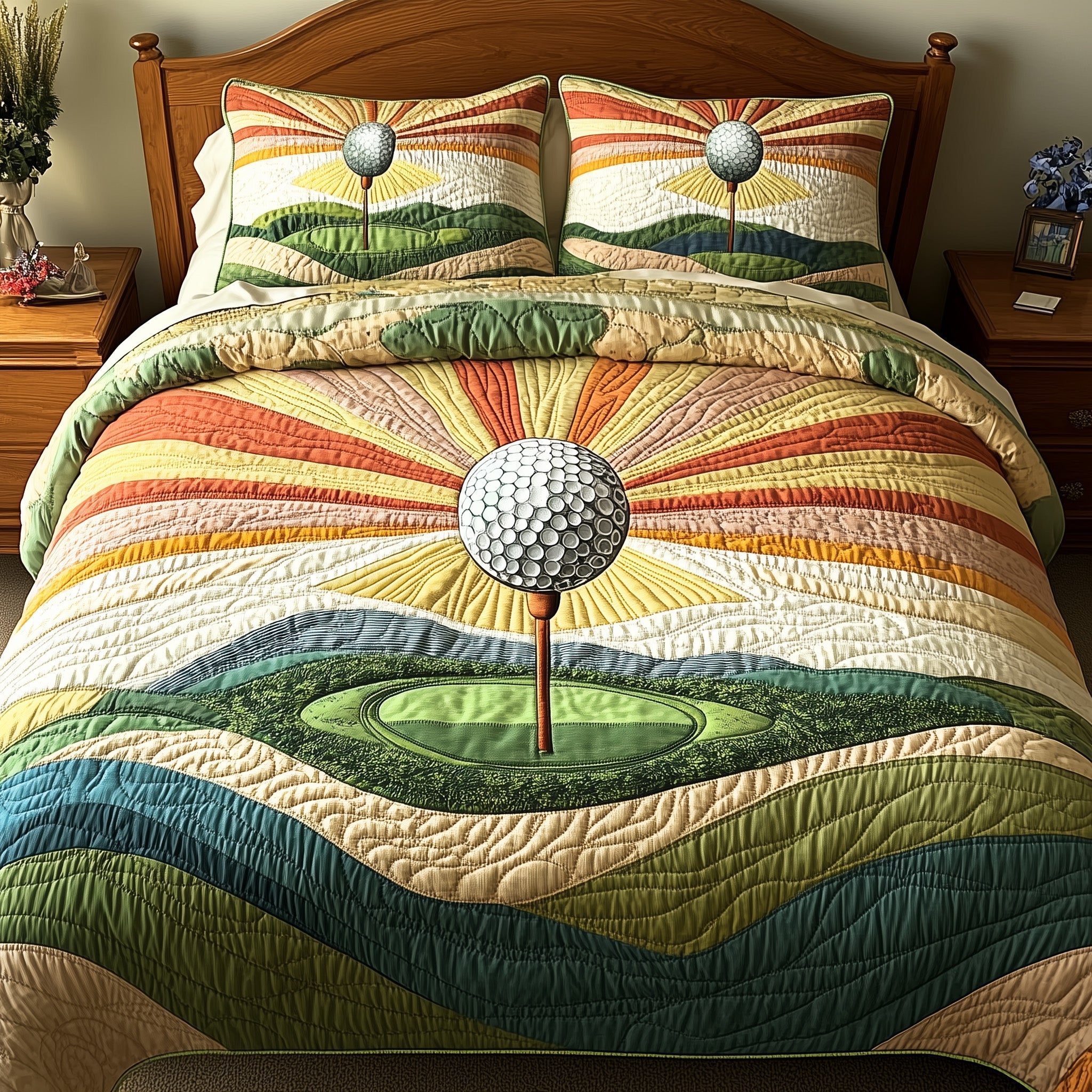Tee Time Quilted Bedding Set Duvet Cover Merchandise Novelty Golf Gifts