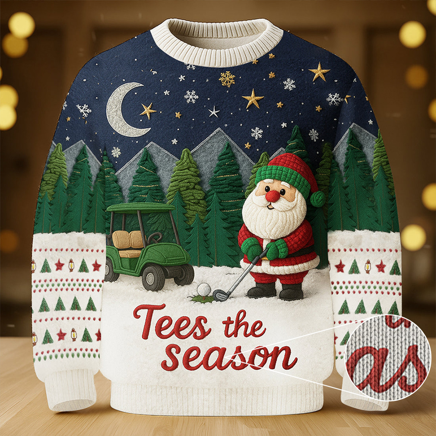 Tees The Season Santa Golfing Night Theme Ugly Christmas Sweater Winter Apparel Golf Presents