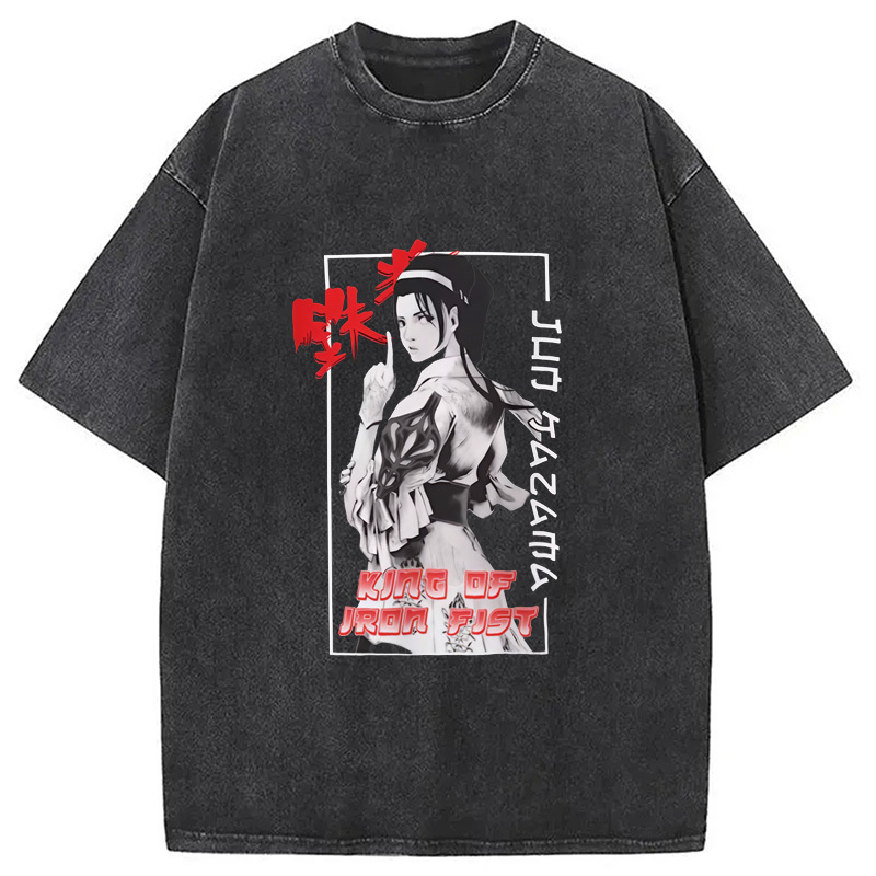TEKKEN Jun Kazama Washed T-Shirt Casual Vintage Everyday Look Gifts For Friends