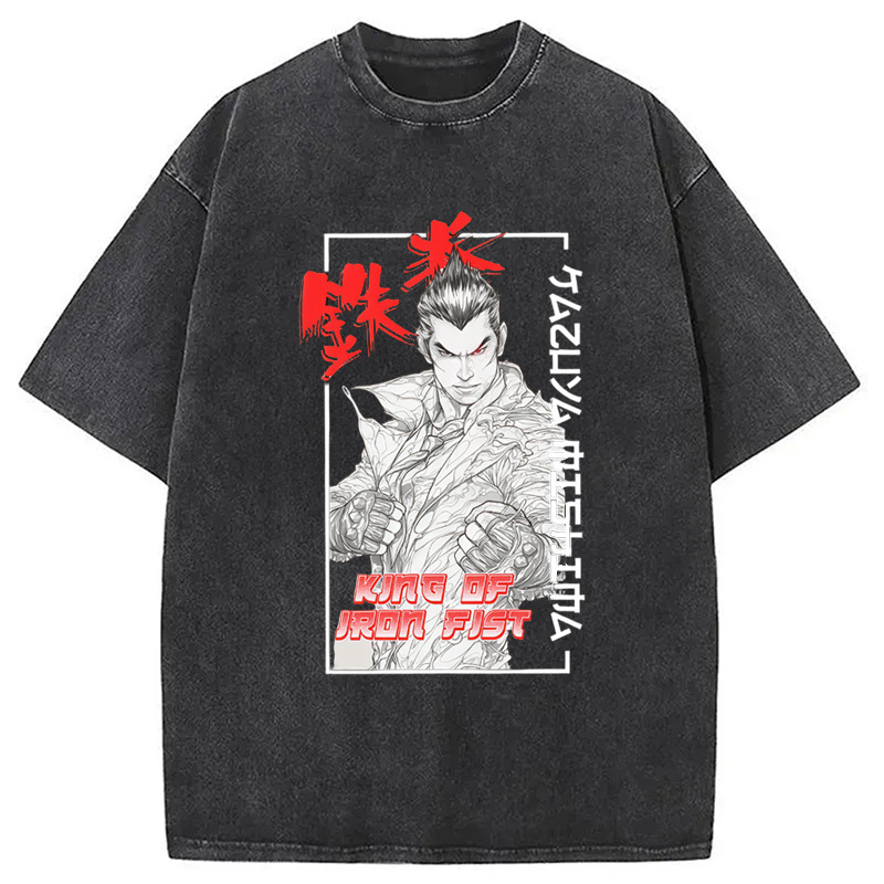 TEKKEN Kazuya Mishima Anime Washed T-Shirt Funny Graphic Gift For Friends Gifts For Her