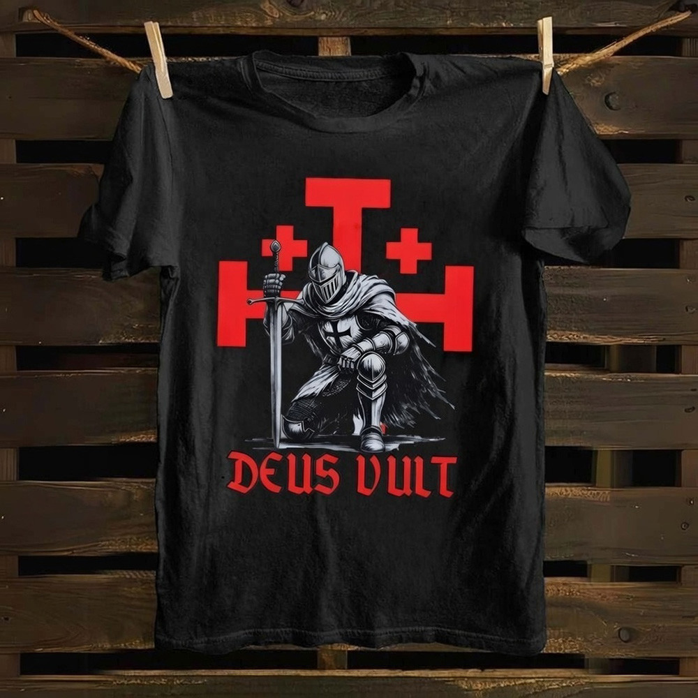 Templar Knight Crusader Deus Vult T-Shirt Christian Faith Best Gift For Warriors