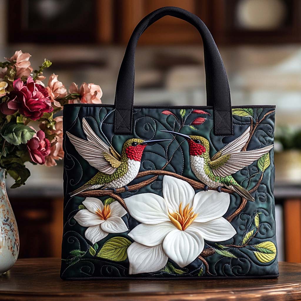 Tender Hummingbird Touch Quilted Tote Bag Best Gifts For Birdwatchers