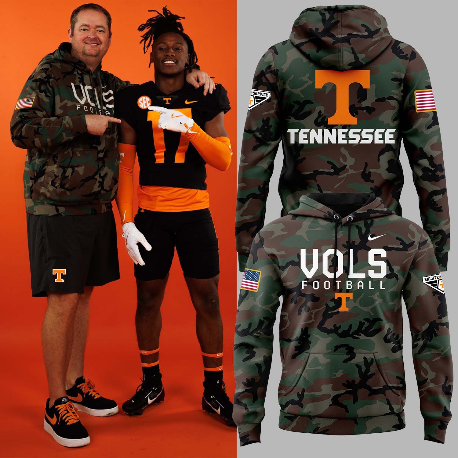 Tennessee Football Camo 2025 Salute To Service Club Fleece Pullover Hoodie Best Gifts For Tennessee Fan Lovers