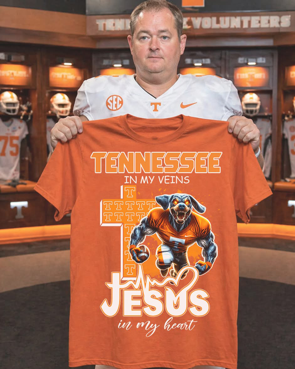 Tennessee Jesus Football T-Shirt In My Veins Tee Gift For Proud Sports Dad