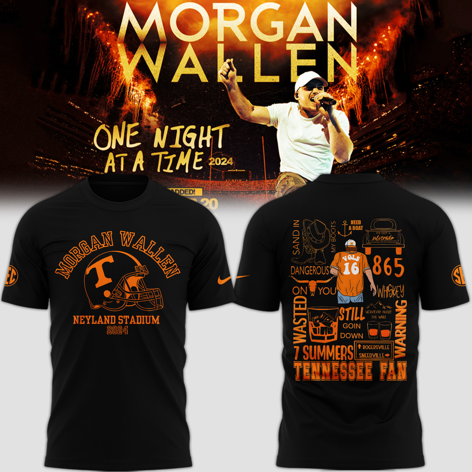 Tennessee Limited Tennessee x Morgan Wallen Black T-Shirt Birthday Gifts For Music Lovers