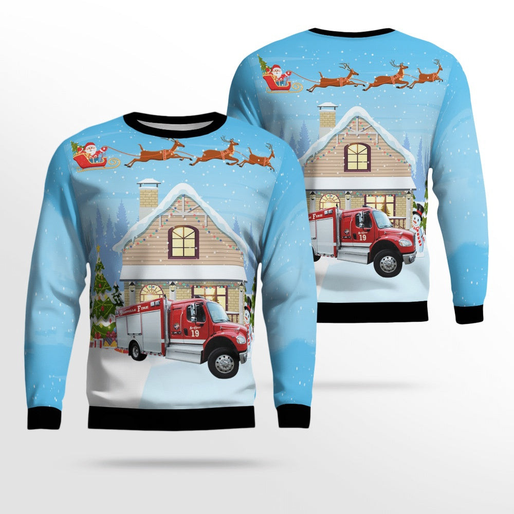 Tennessee Nashville Fire Department Rescue Truck Christmas Unisex Sweater Unisex Christmas Gift