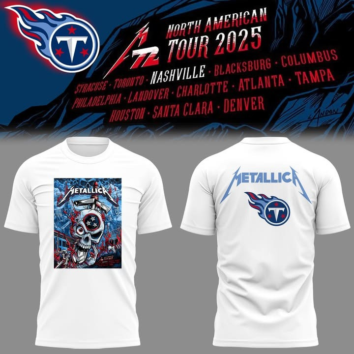 Tennessee Titans Metallica National Tour 2025 Merch T-Shirt Best Gifts For Football Fans