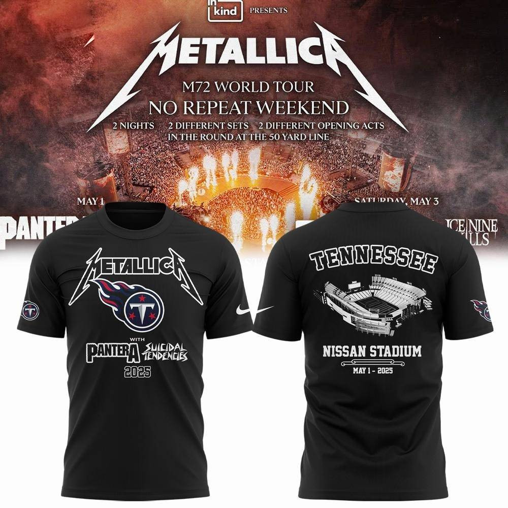 Tennessee Titans x Metallica M72 World Tour T-Shirt Best Gifts For Music Lovers