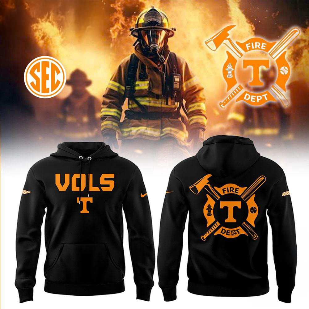 Tennessee Volunteers Baseball x Firefighter Appreciation Night Black Hoodie Gifts For Fans
