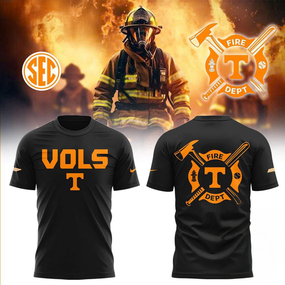 Tennessee Volunteers Baseball x Firefighter Appreciation Night Black Shirt Gifts For Fans