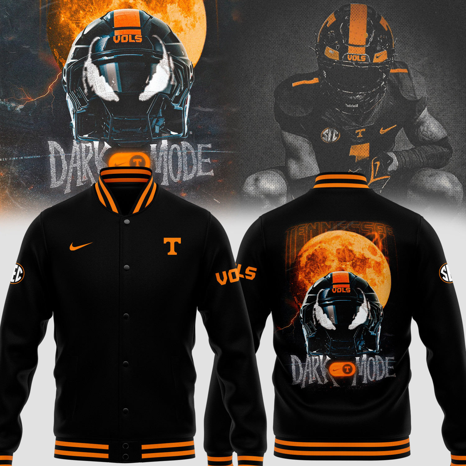 Tennessee Volunteers Dark Mode Venom Bomber Jacket Football Merch Fans Gift For Husband