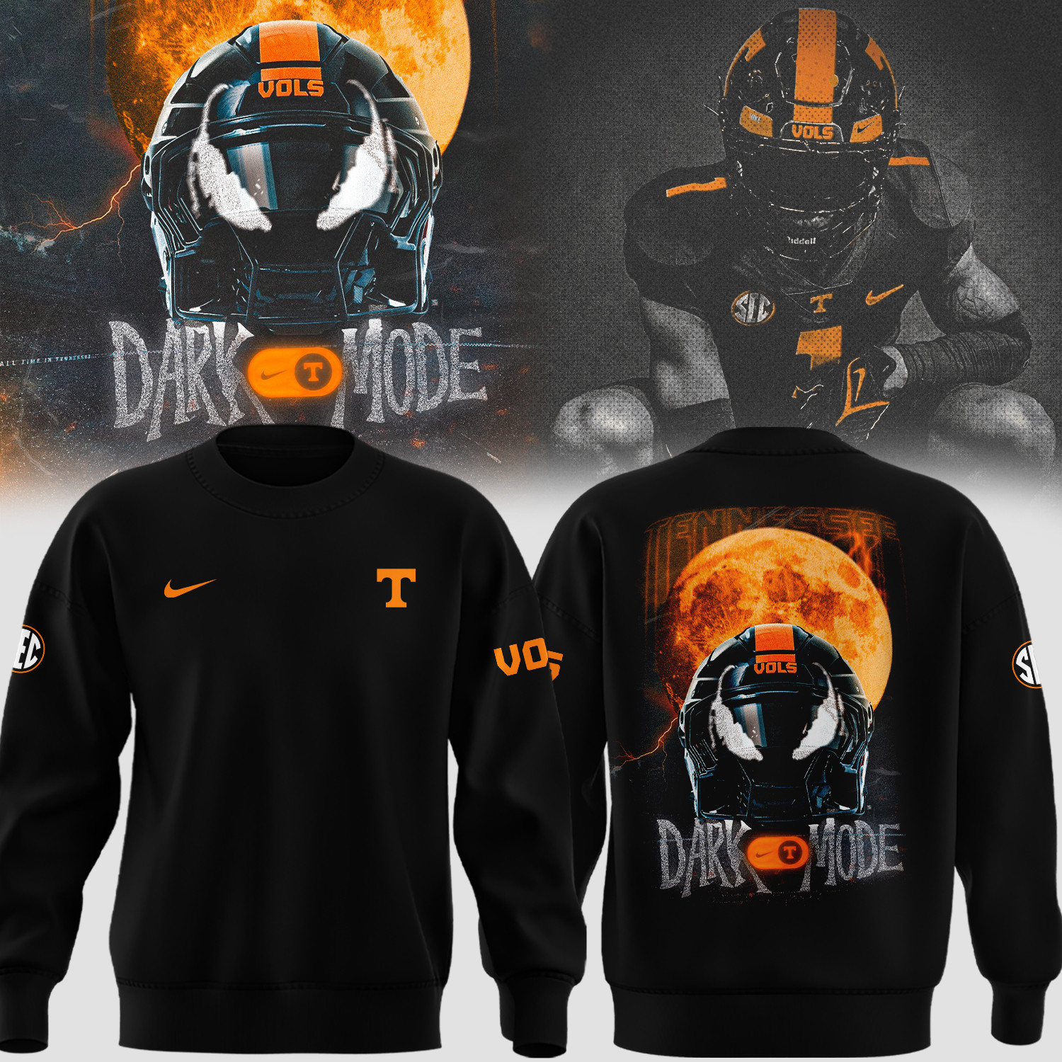 Tennessee Volunteers Dark Mode Venom Football Hoodie Tennessee Volunteers Apparel Gift For Him