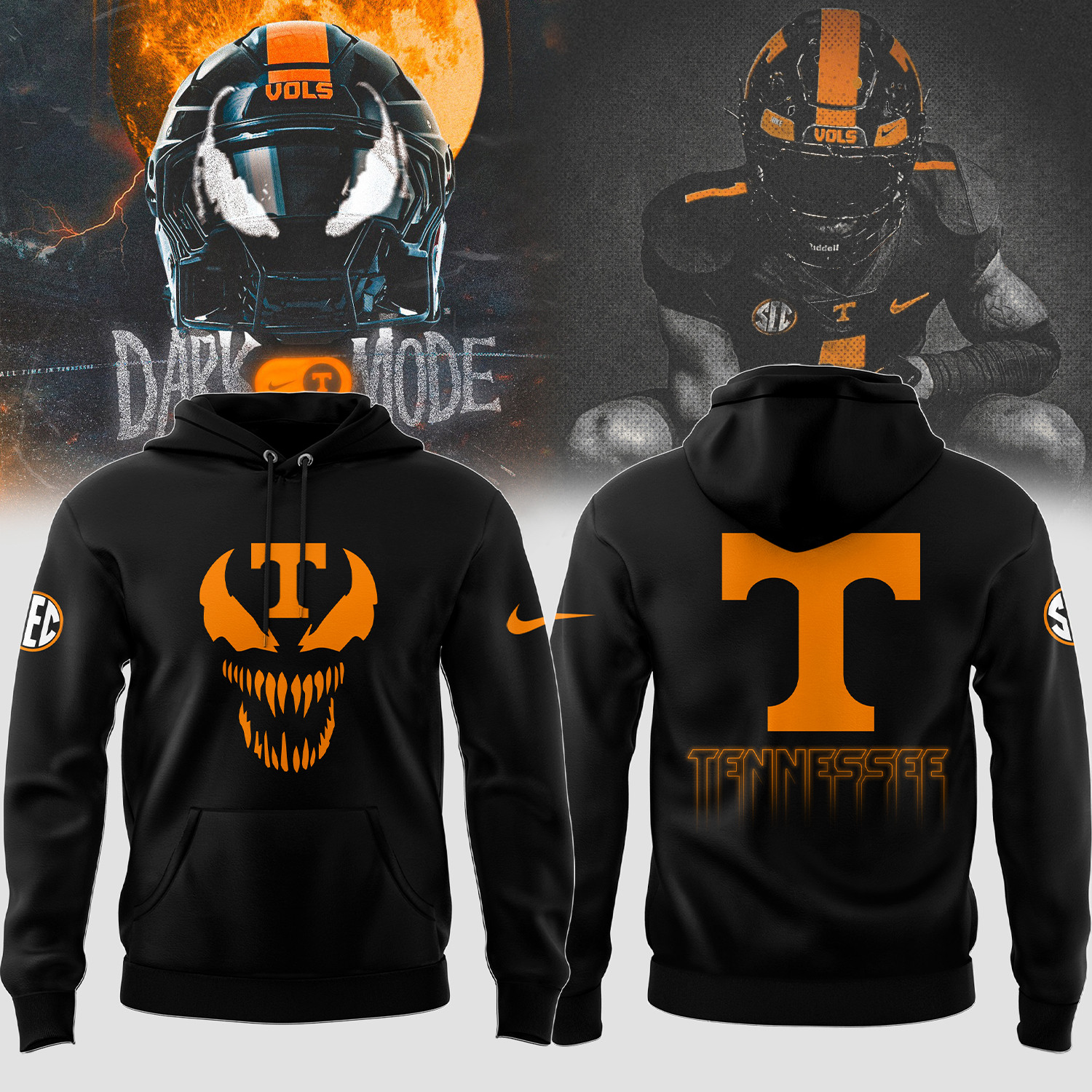Tennessee Volunteers Dark Mode Venom Hoodie Football Apparel Venom Fans Gift For Husband