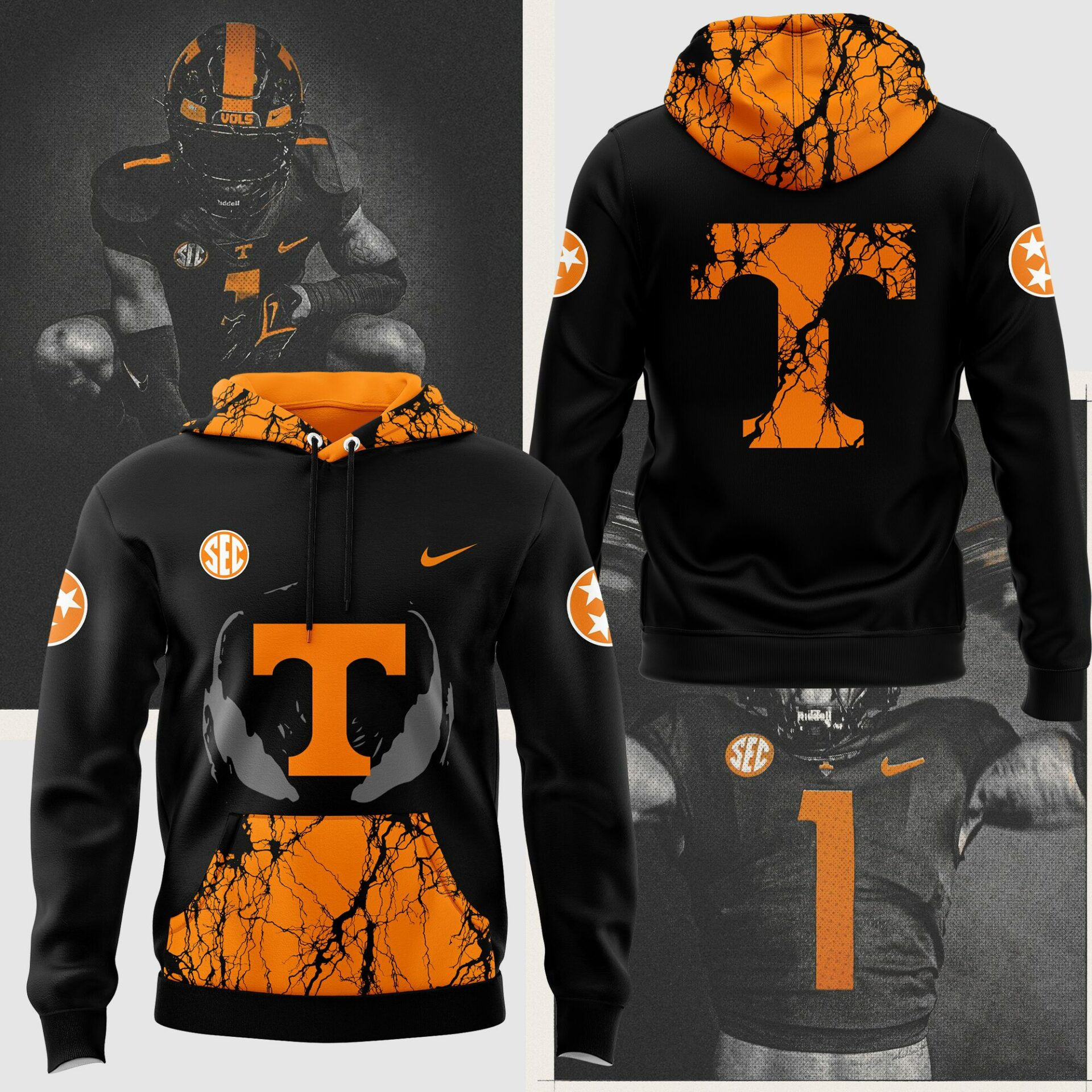 Tennessee Volunteers Dark Mode Venom Hoodie Game Day Clothing Tennessee Volunteers Gear