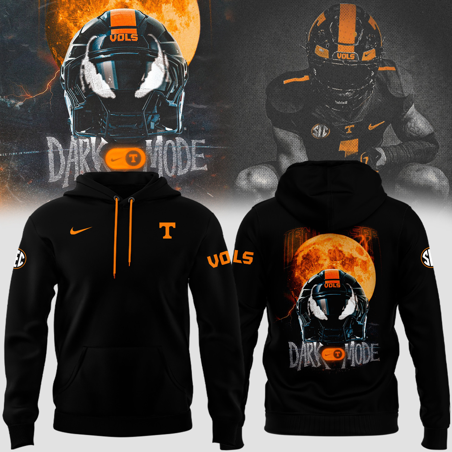 Tennessee Volunteers Dark Mode Venom Hoodie Tennessee Volunteers Apparel Football Dad Gift