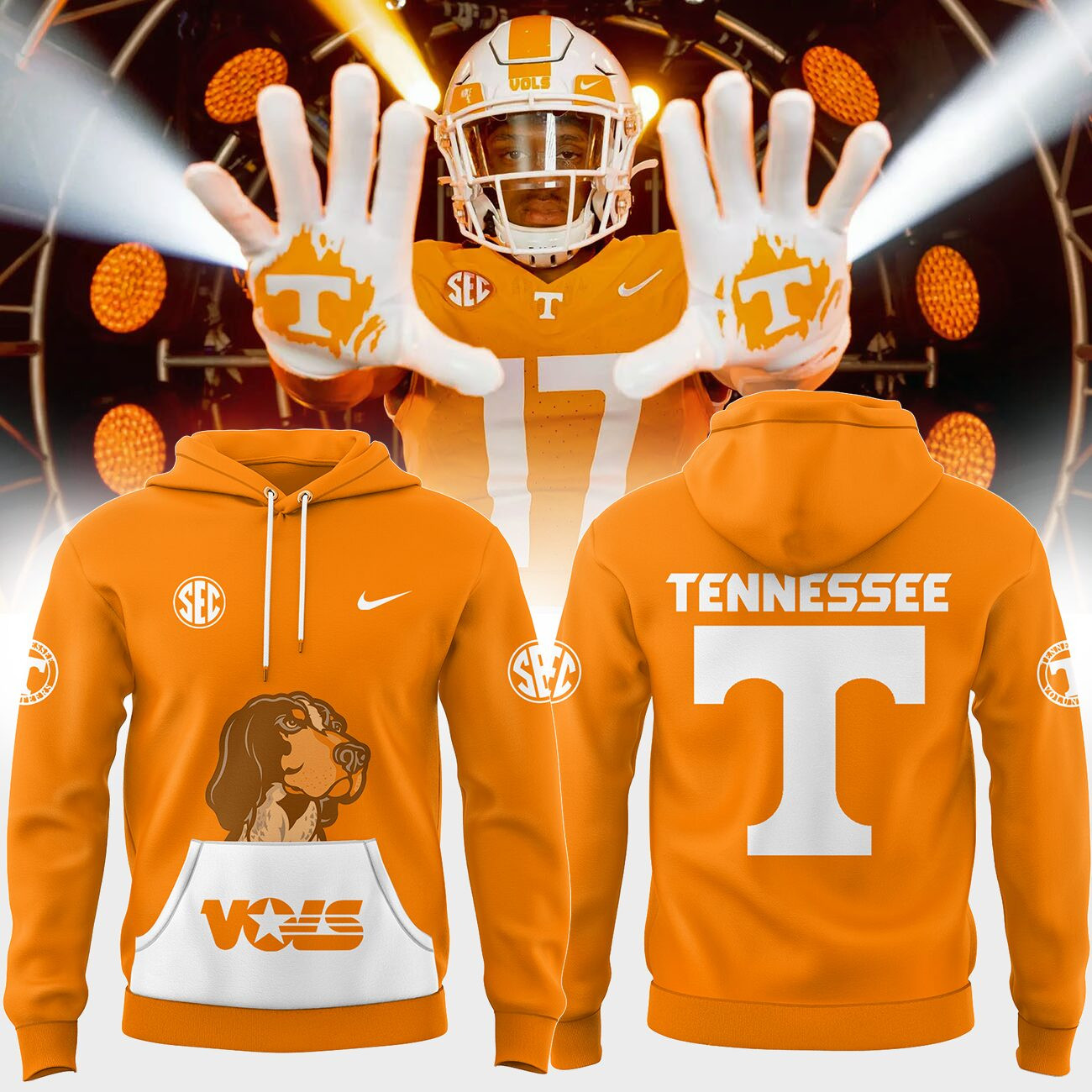 Tennessee Volunteers Football Hoodie Game Day Clothing Football Lover Gift