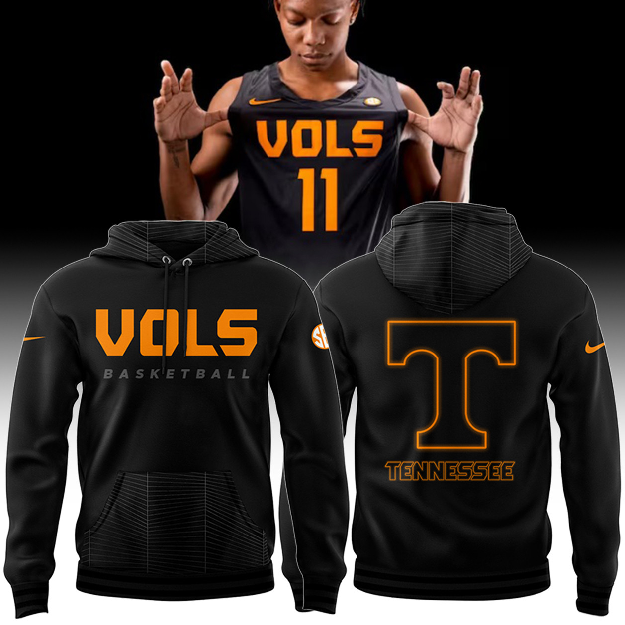 Tennessee Volunteers Vols 11 Basketball Hoodie Game Day Clothing Gift For Brother