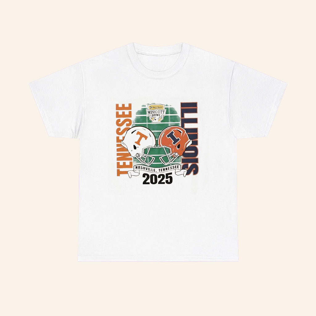 Tennessee Vs Illinois Fighting Illini 2025 Lyberty Mutual Music City Bowl Head To Head T Shirt Tennessee Vs Illinois Fighting Illini 2025 Lyberty Mutual Music City Bowl Head To Head T Shirt