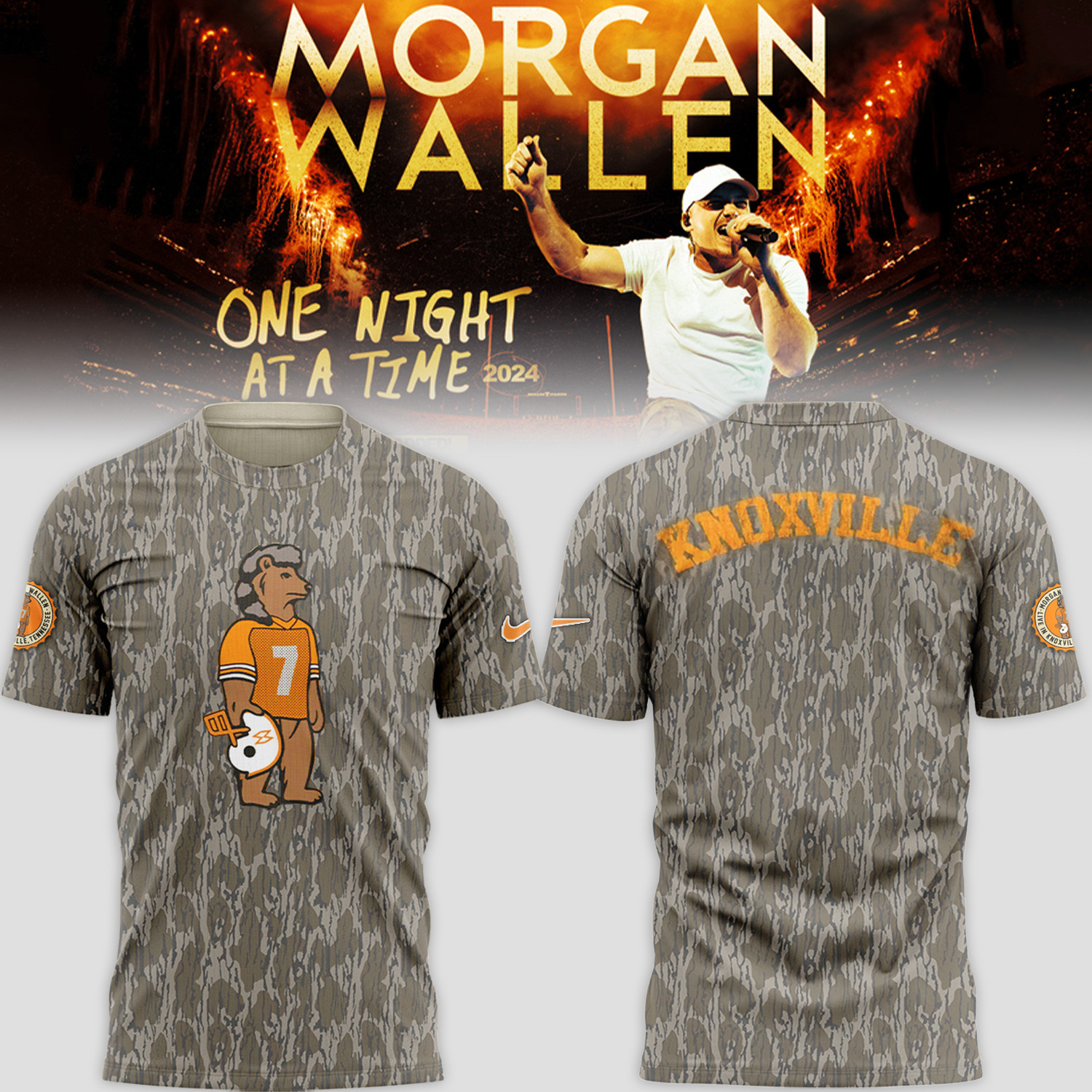 Tennessee x Morgan Wallen Camo Knoxville Mossy Oak Vintage T-Shirt Best Gifts For Music Lovers