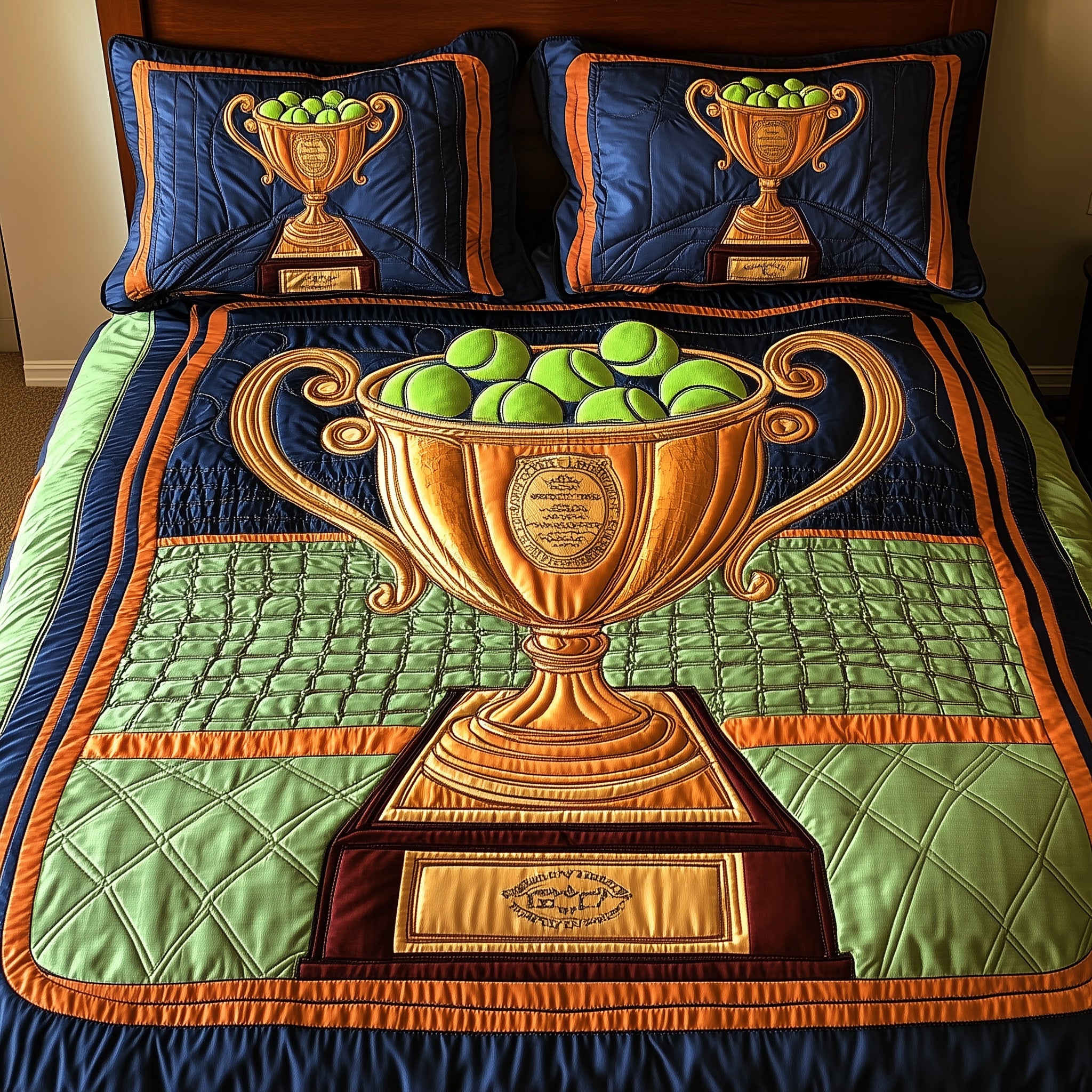Tennis Champion Glory Quilted Bedding Set Duvet Cover Merchandise Gifts For Tennis Players Female